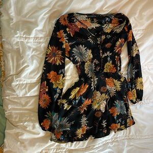 Black Floral Ruffled Dress